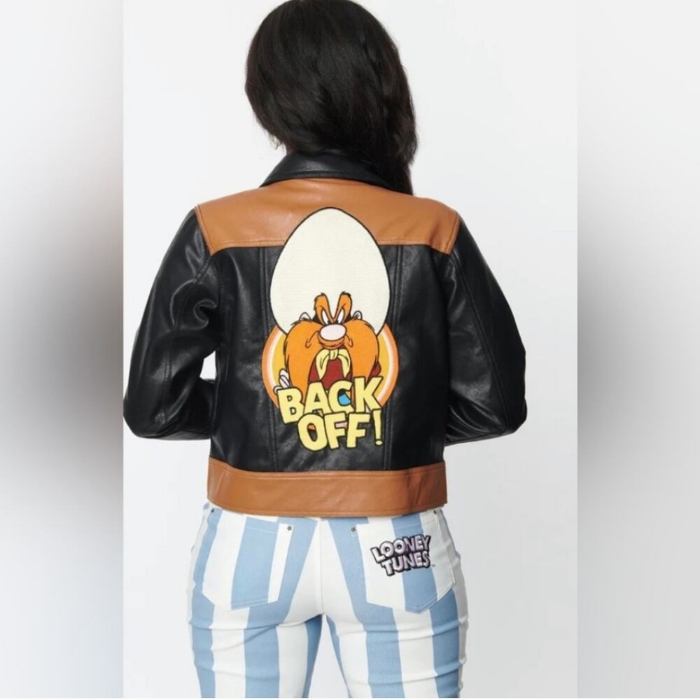 Looney Tunes Yosemite Sam x Unique Vintage Back Off Trucker Jacket Size M